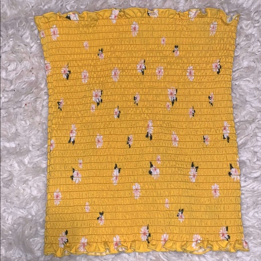 yellow floral tube top